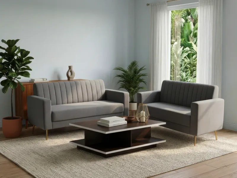 Tulip Sofa Combos Set Grey Color With Rio Centre table
